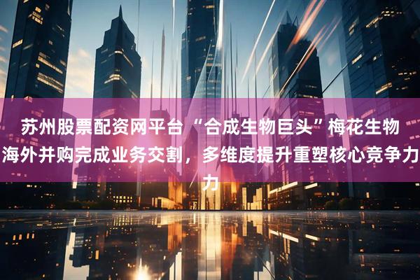 苏州股票配资网平台 “合成生物巨头”梅花生物海外并购完成业务交割，多维度提升重塑核心竞争力