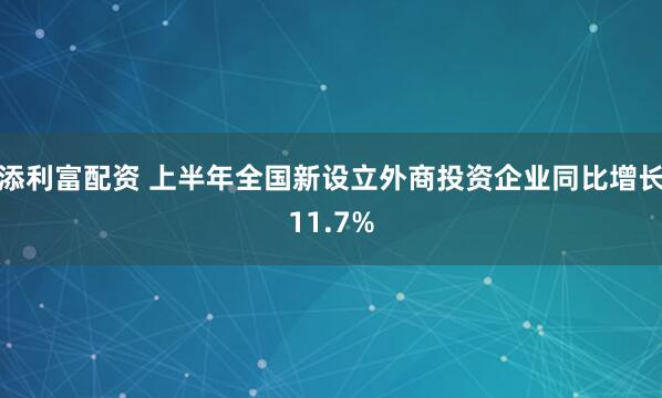 添利富配资 上半年全国新设立外商投资企业同比增长11.7%